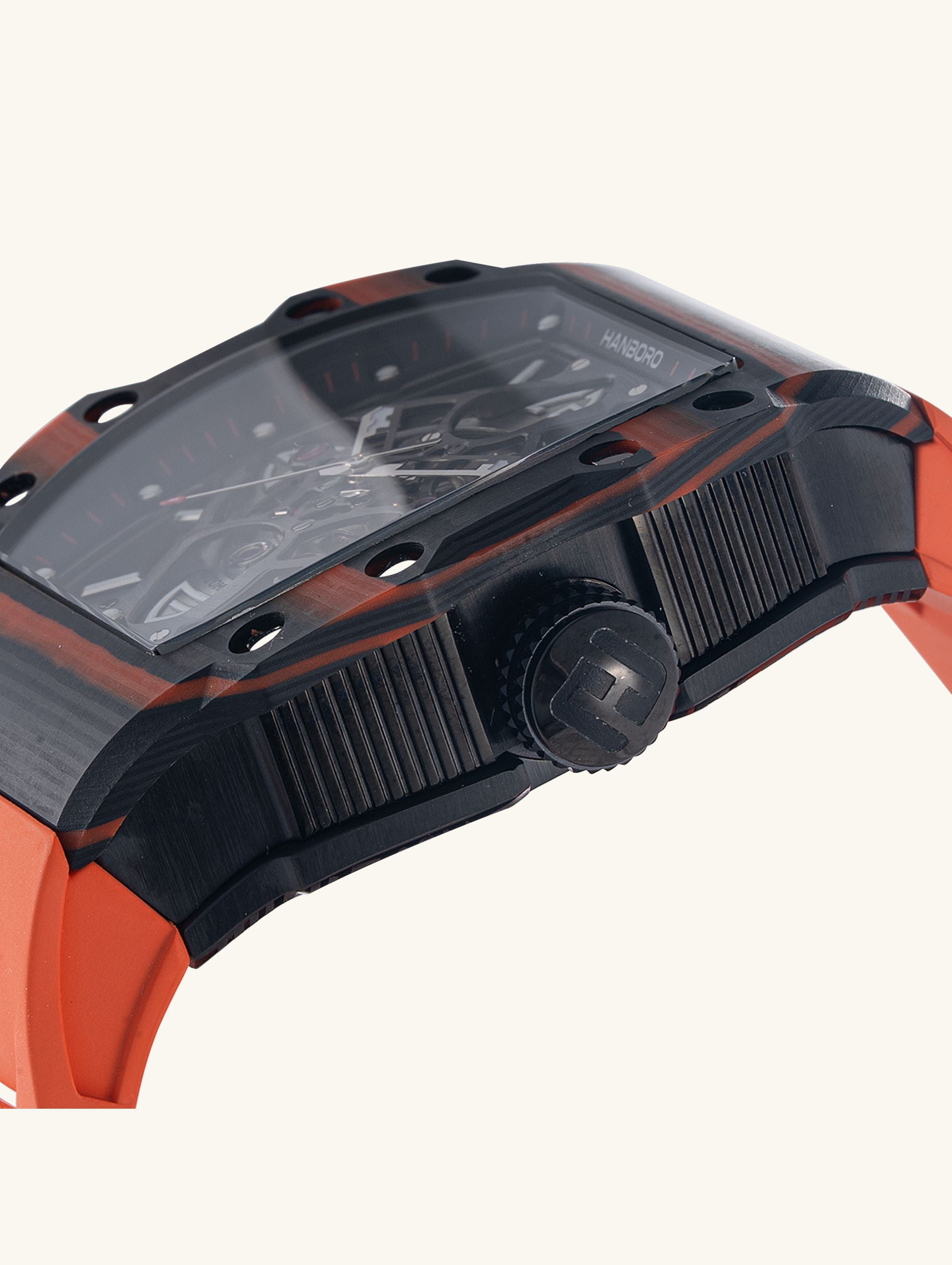 Men's Watch with a 304 Stainless Steel Mechanical Movement-Orange Strap