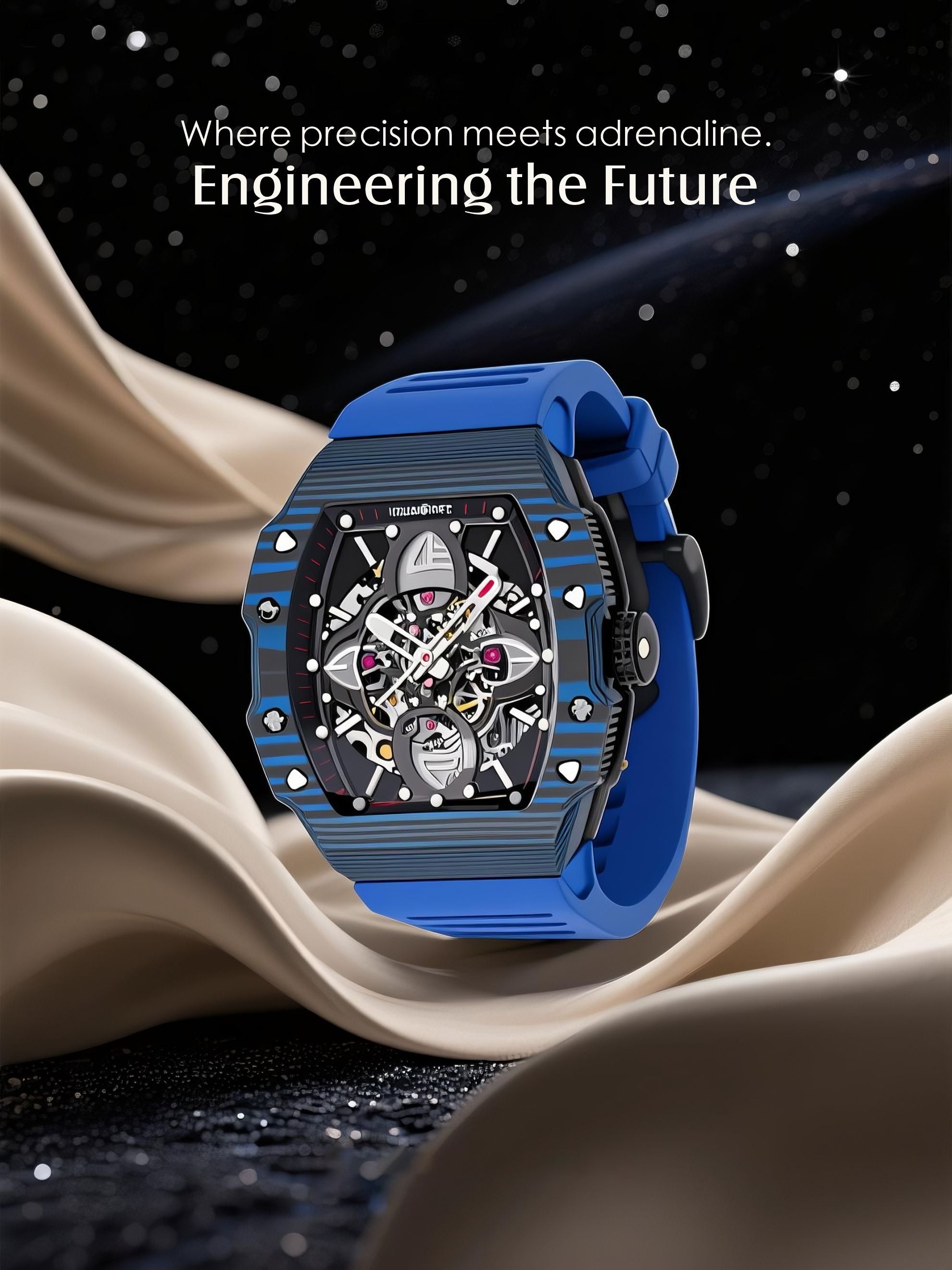 Men's Watch with a 304 Stainless Steel Mechanical Movement-Blue Strap