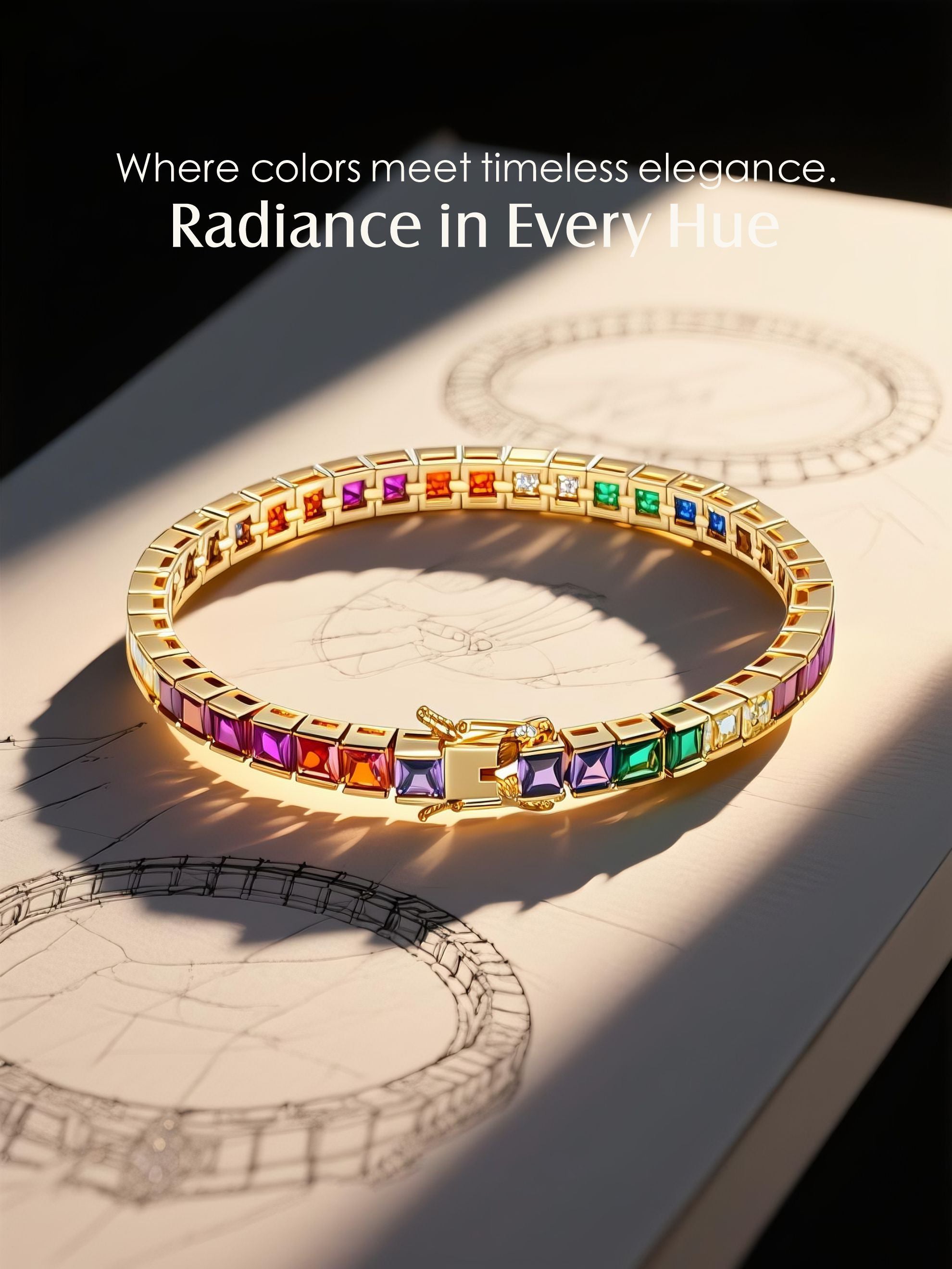 14K Rainbow Diamond Bracelet