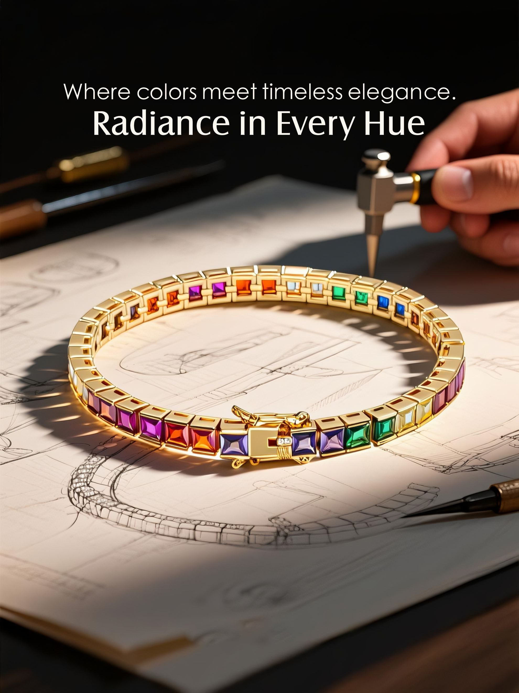 14K Rainbow Diamond Bracelet