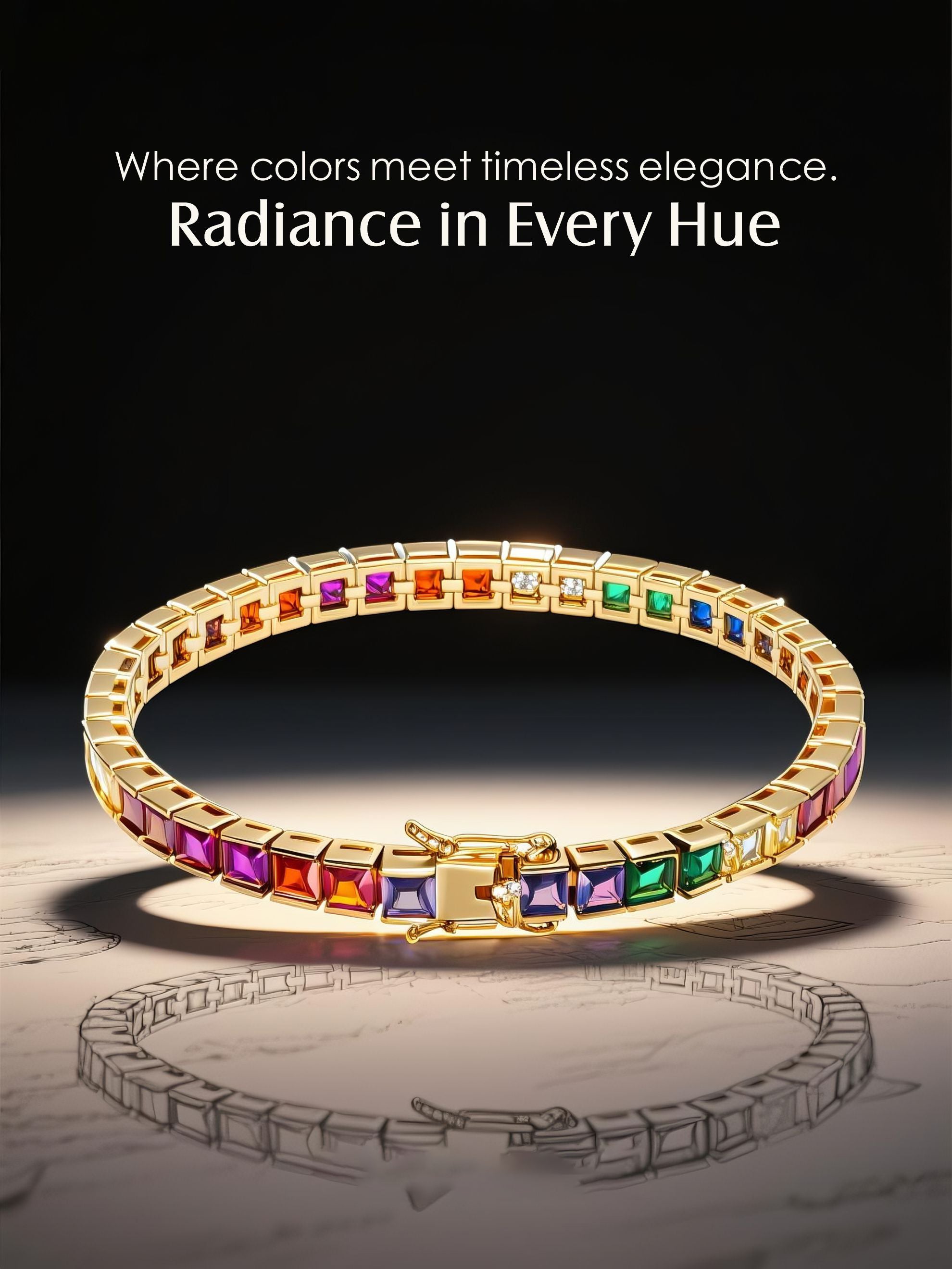 14K Rainbow Diamond Bracelet