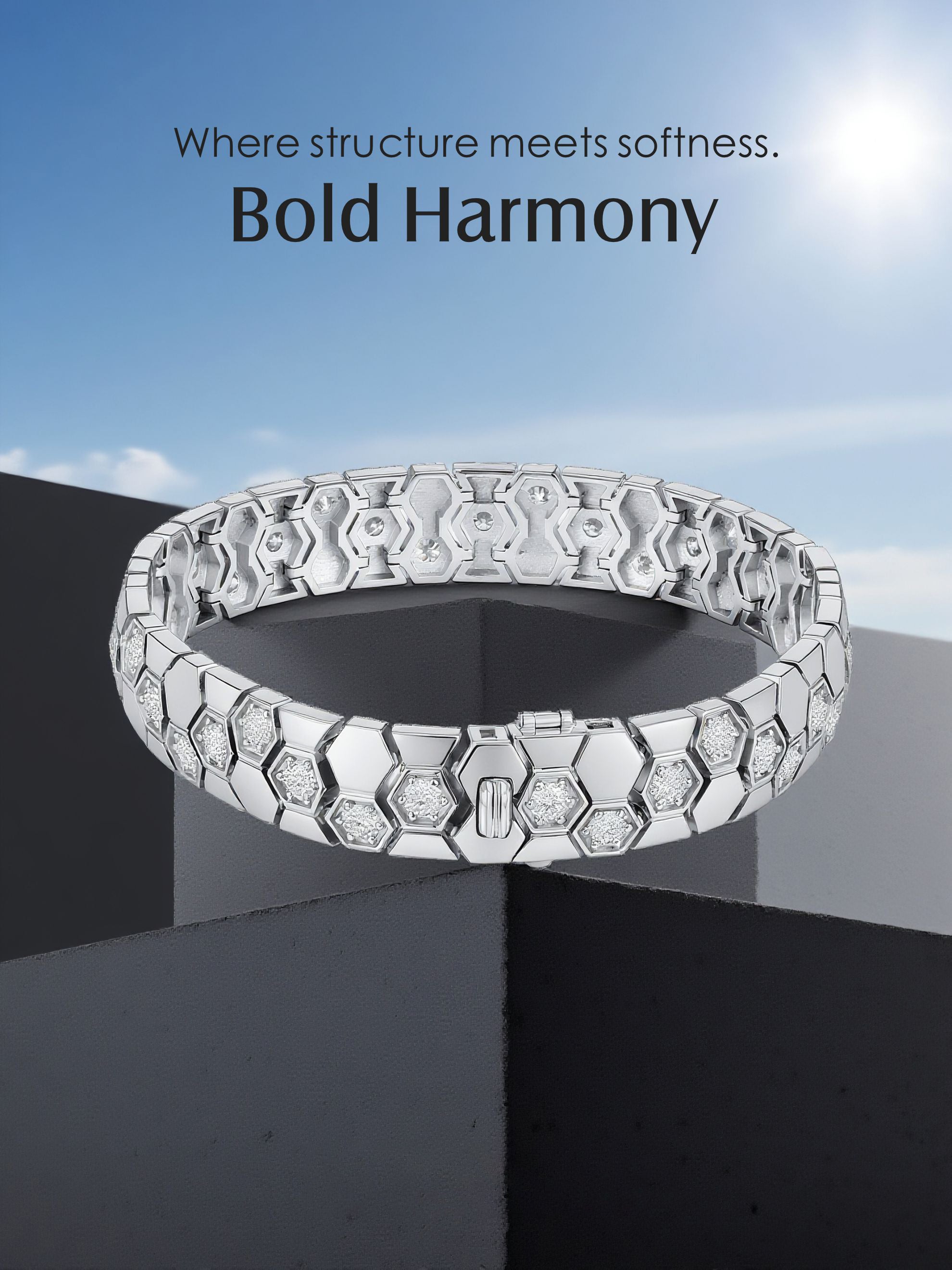 14K Geometric Honeycomb Bracelet