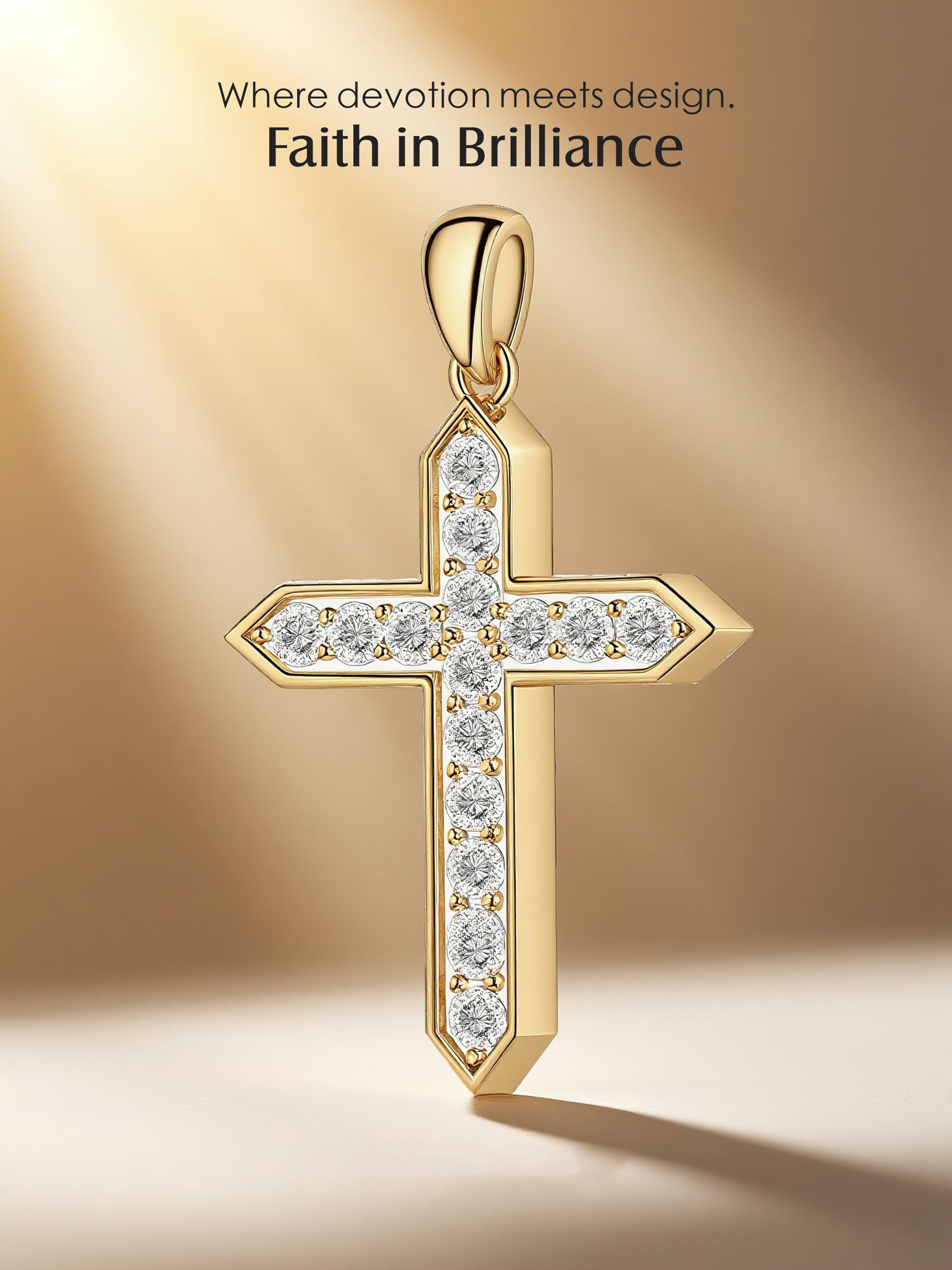 14K Diamond Cross Pendant