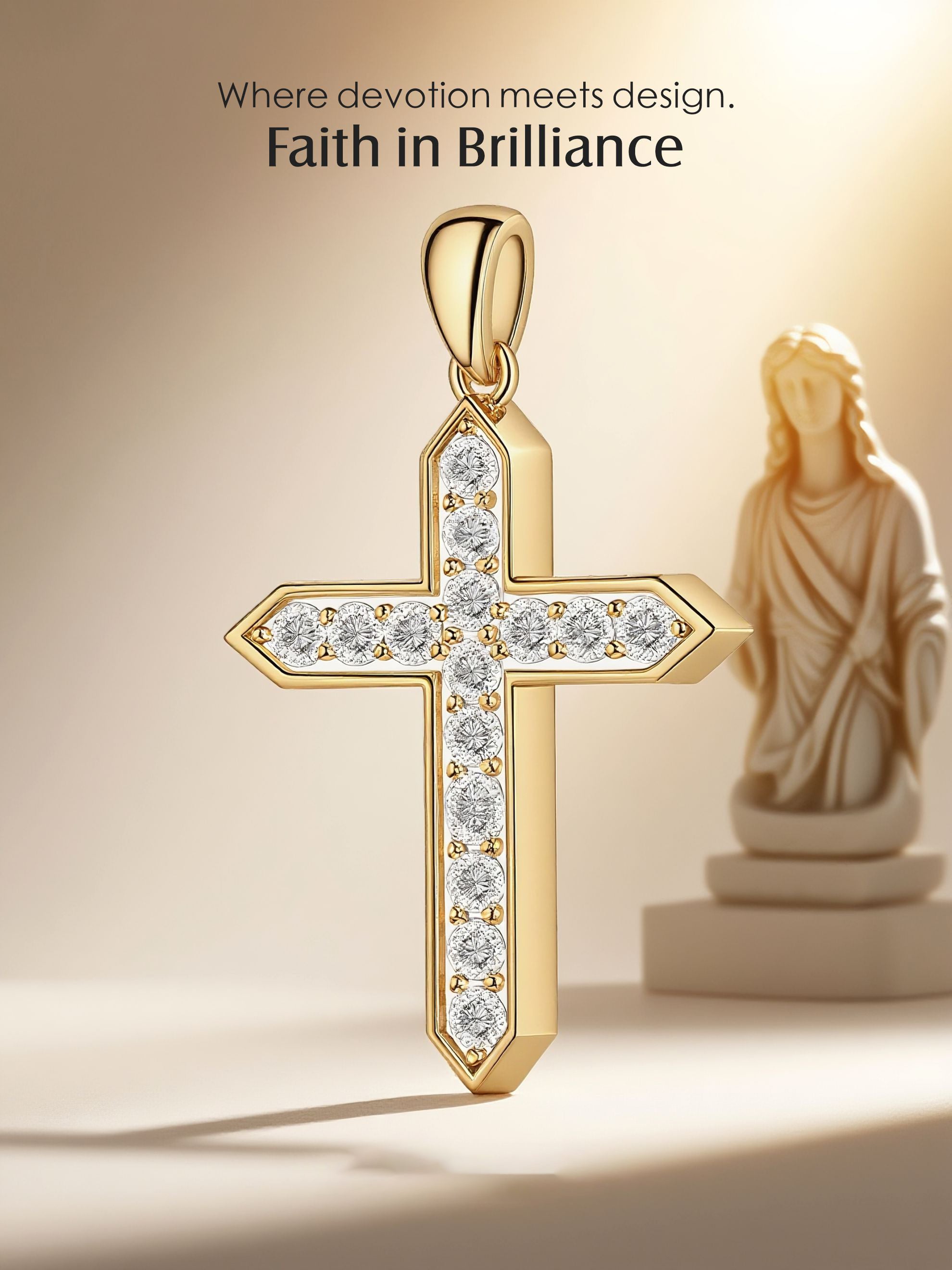 14K Diamond Cross Pendant