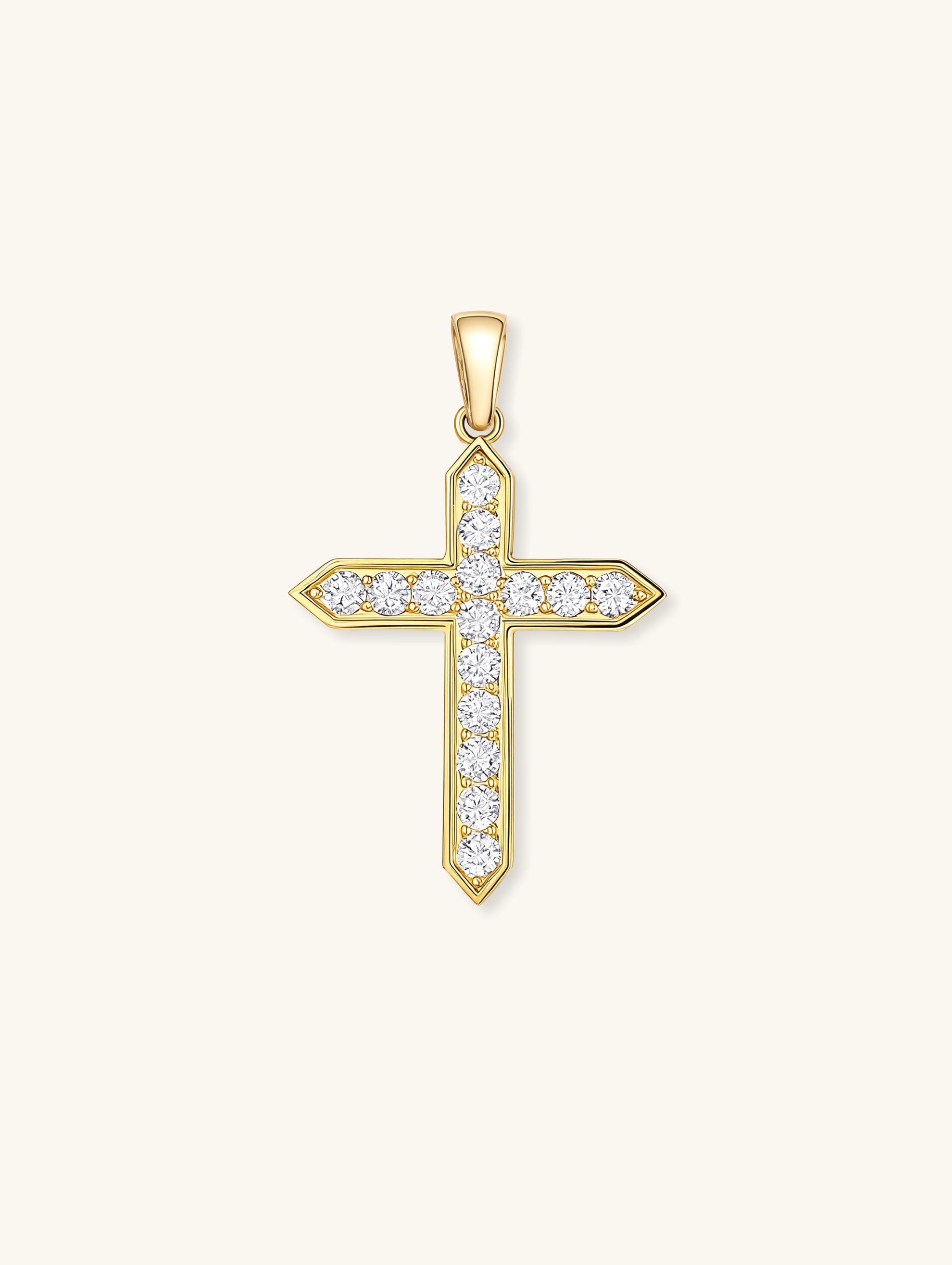 14K Diamond Cross Pendant