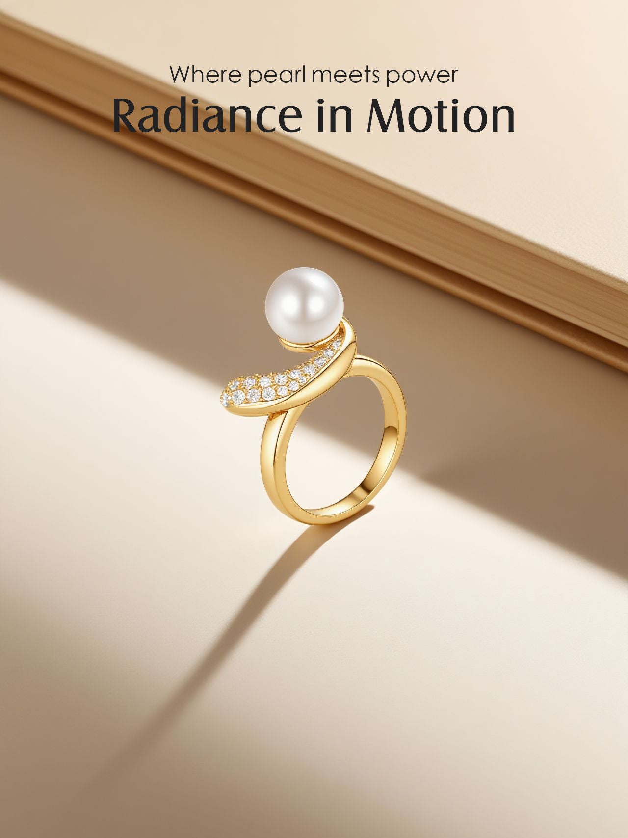 Pearl Pavé Curve Ring