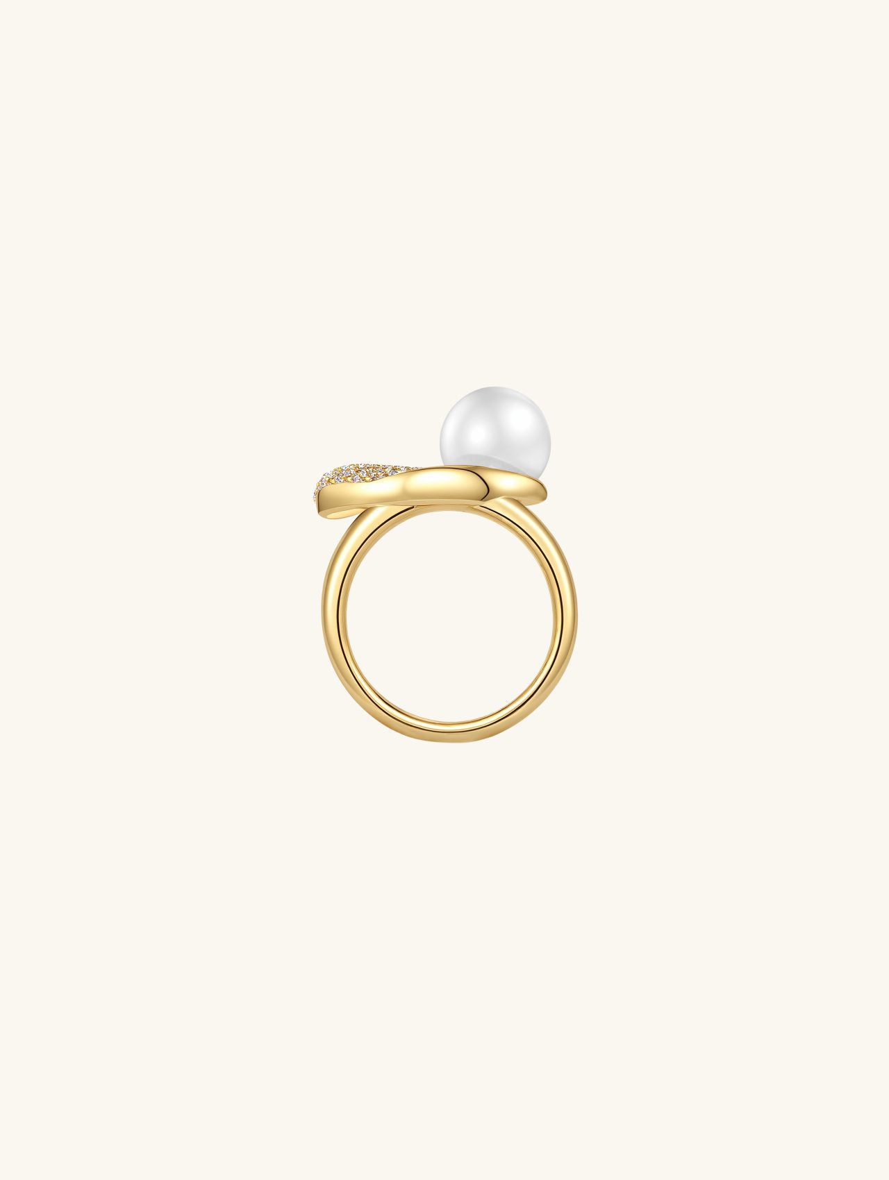 Pearl Pavé Curve Ring