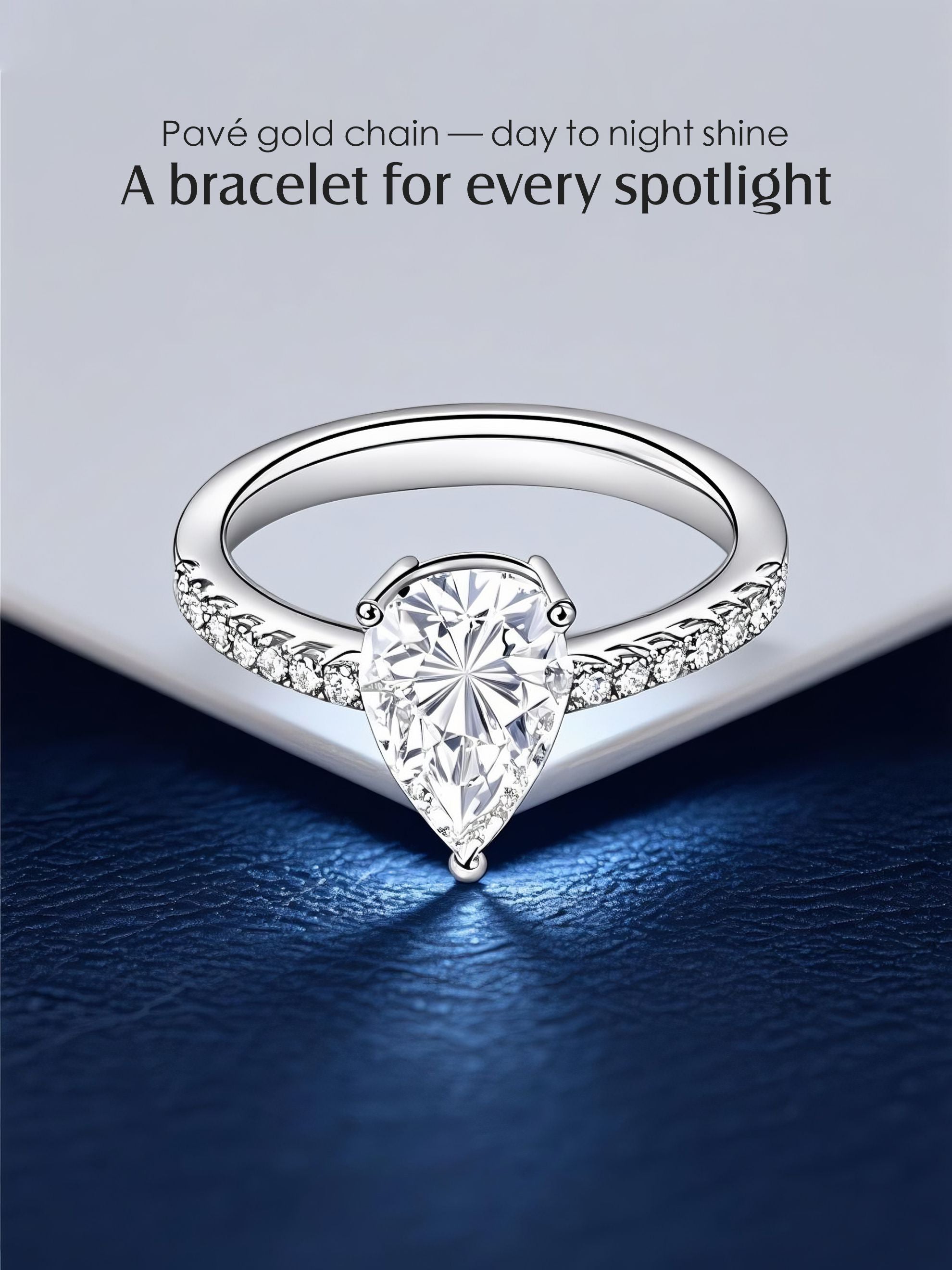 14K Large Teardrop-shaped Diamond Ring