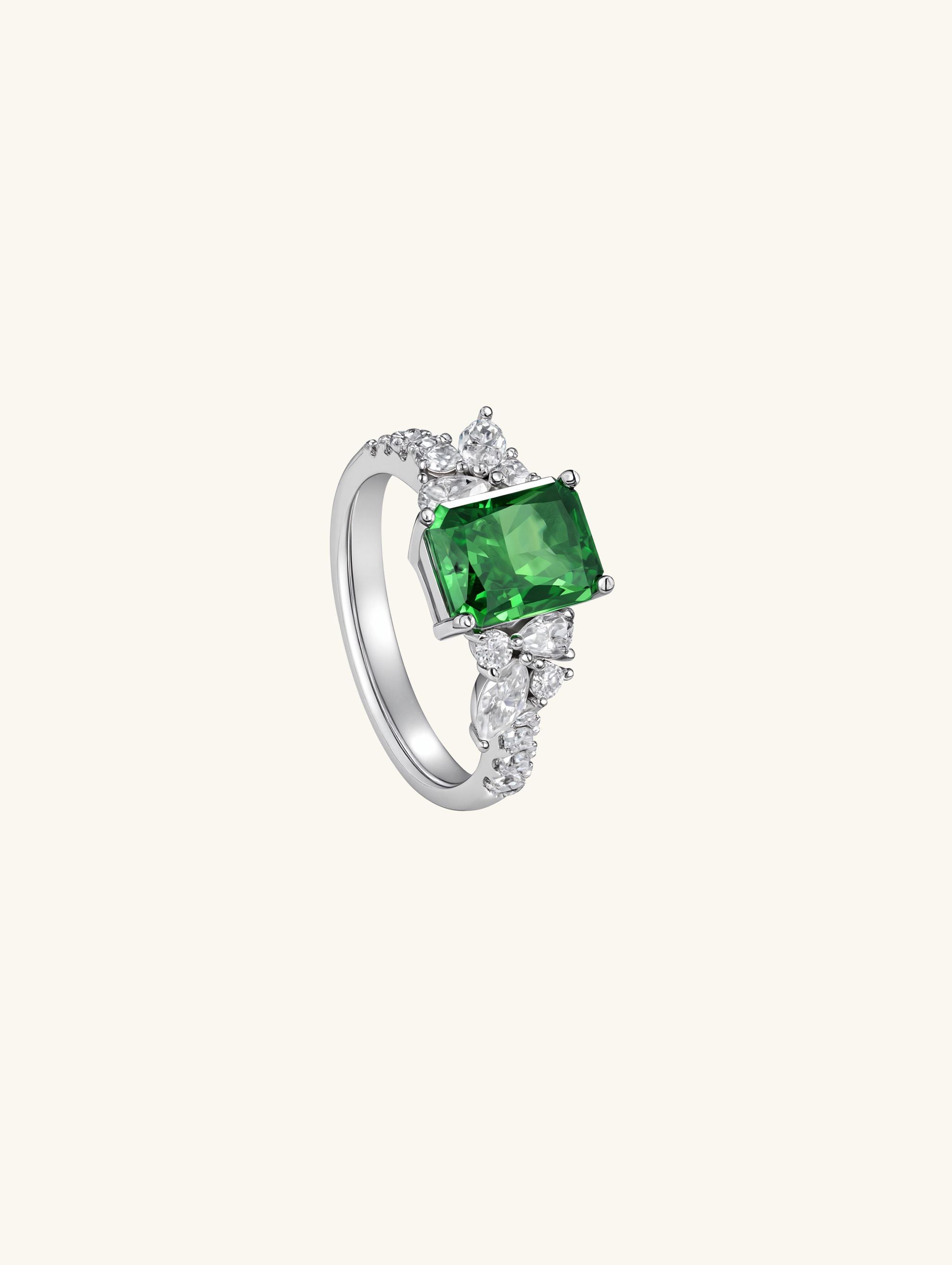 Large 14K Colored Gemstone Diamond Ring