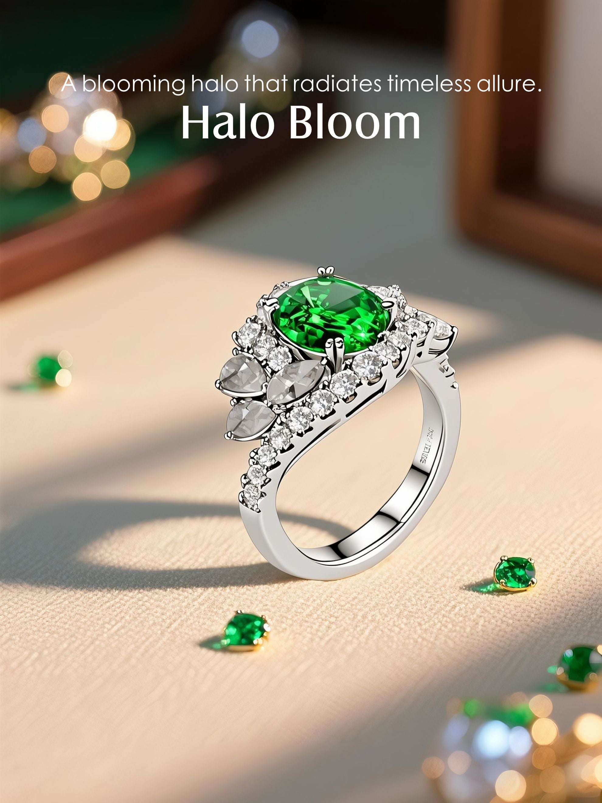 Round 14K Colored Gemstone Diamond Ring