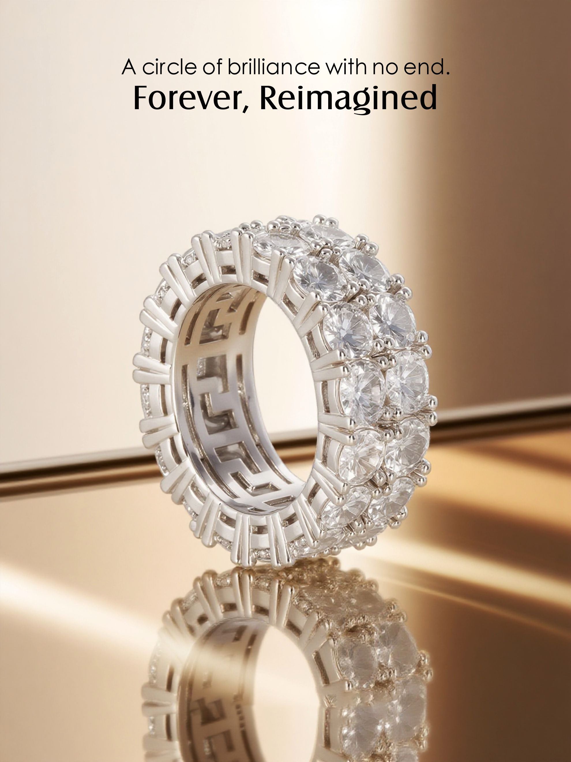 Hollow Double Row Diamond Ring