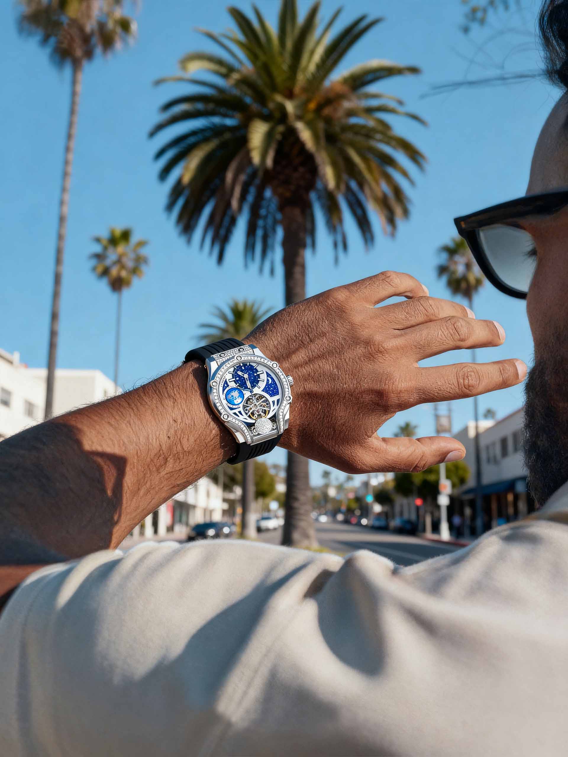 BuzzBloom Starry Machine silver watch Miami style