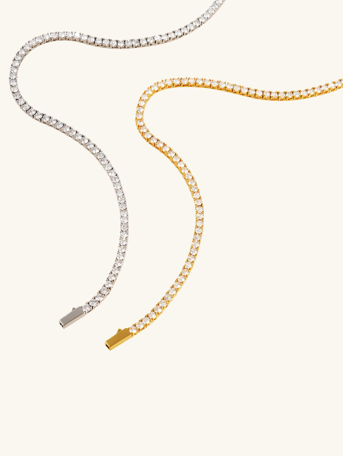 Own Your Bloom 4mm 14K diamond tennis chain displayed on elegant studio background with soft lighting, Los Angeles.