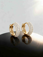 14K gold diamond hoop earrings side profile - BuzzBloom sustainable NYC design