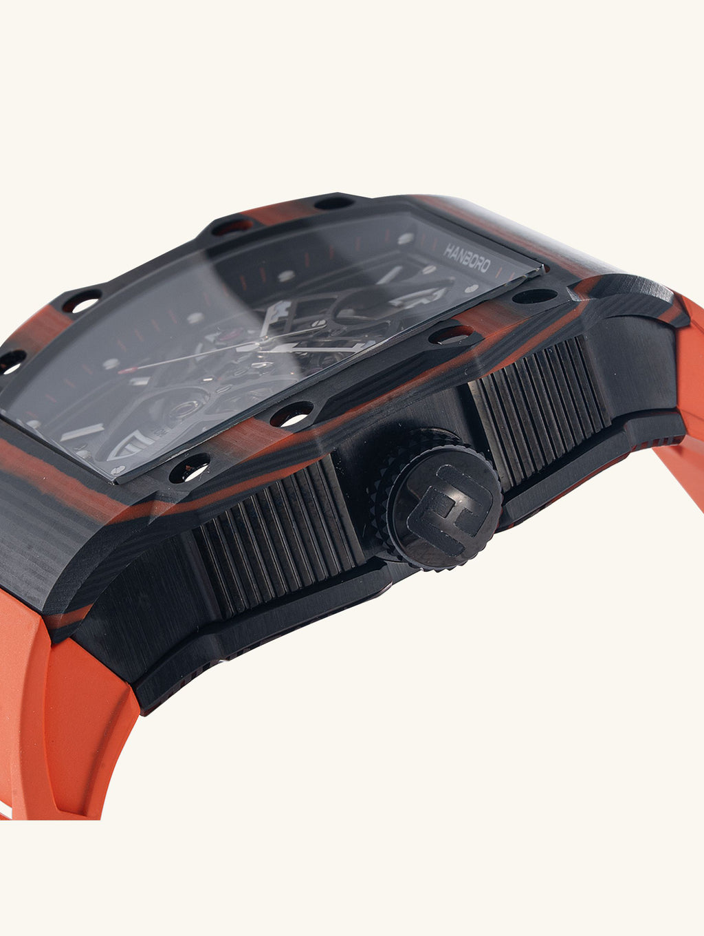 Men's Watch with a 304 Stainless Steel Mechanical Movement-Orange Strap