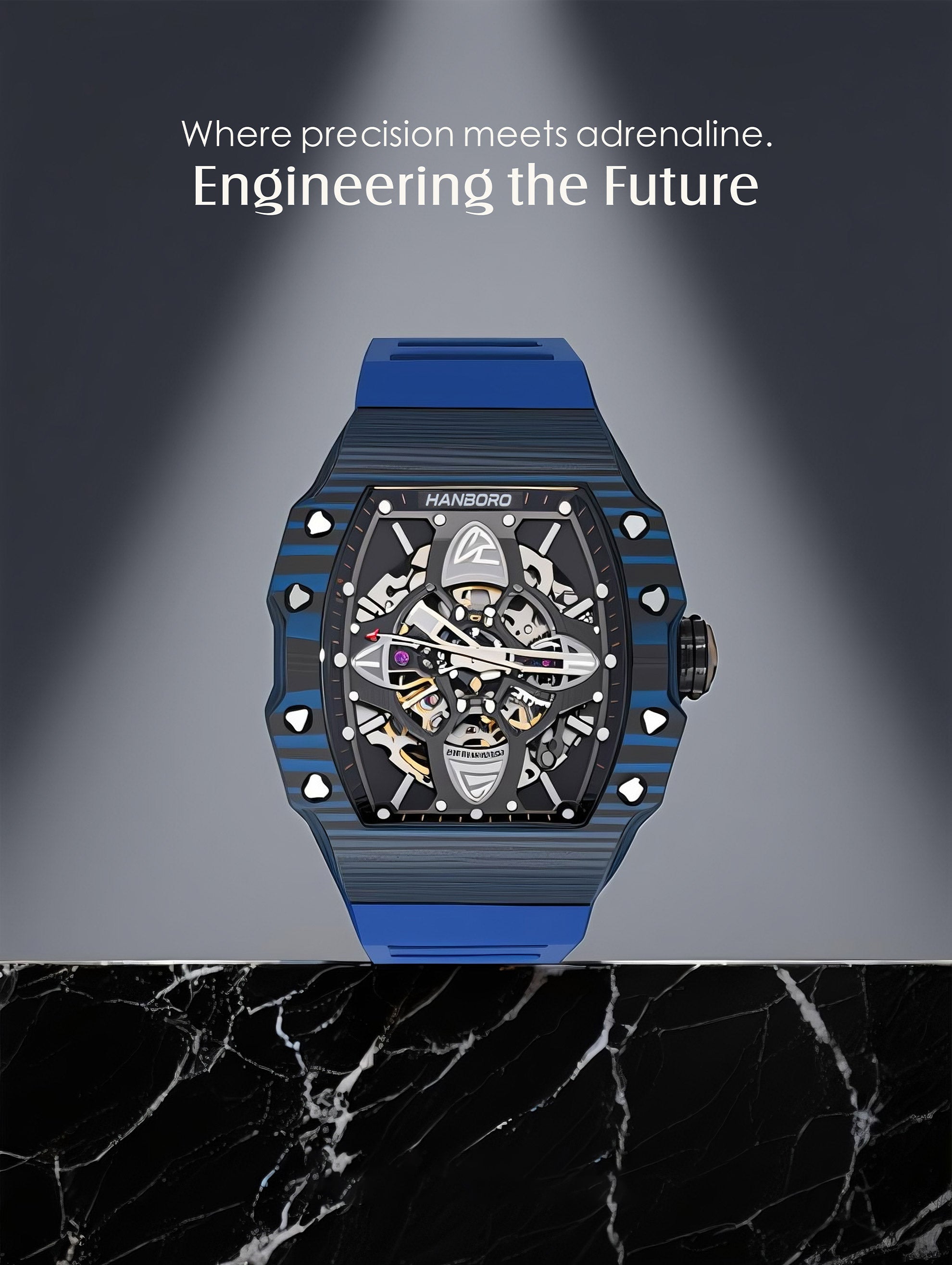 Men's Watch with a 304 Stainless Steel Mechanical Movement-Blue Strap