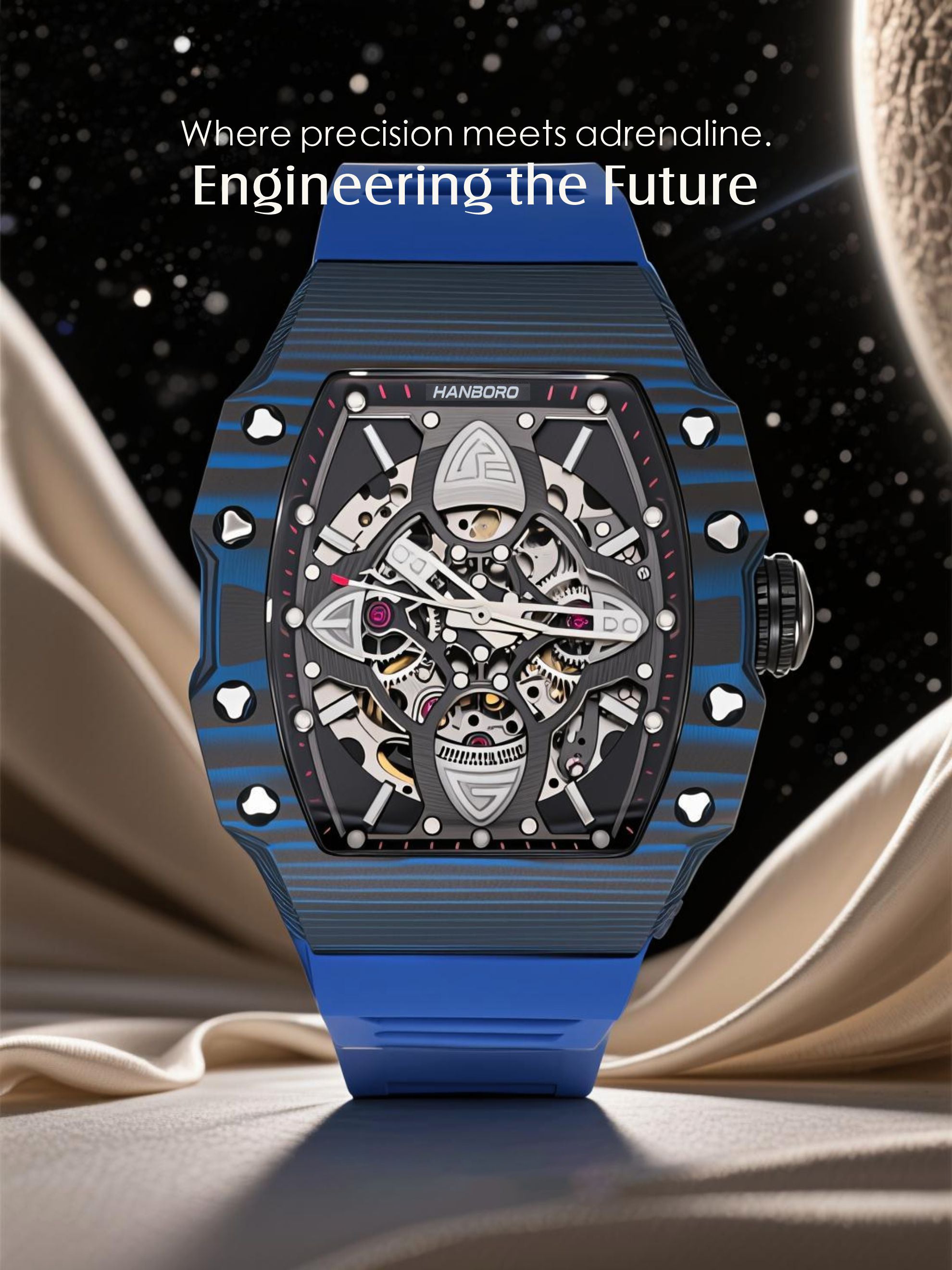 Men's Watch with a 304 Stainless Steel Mechanical Movement-Blue Strap