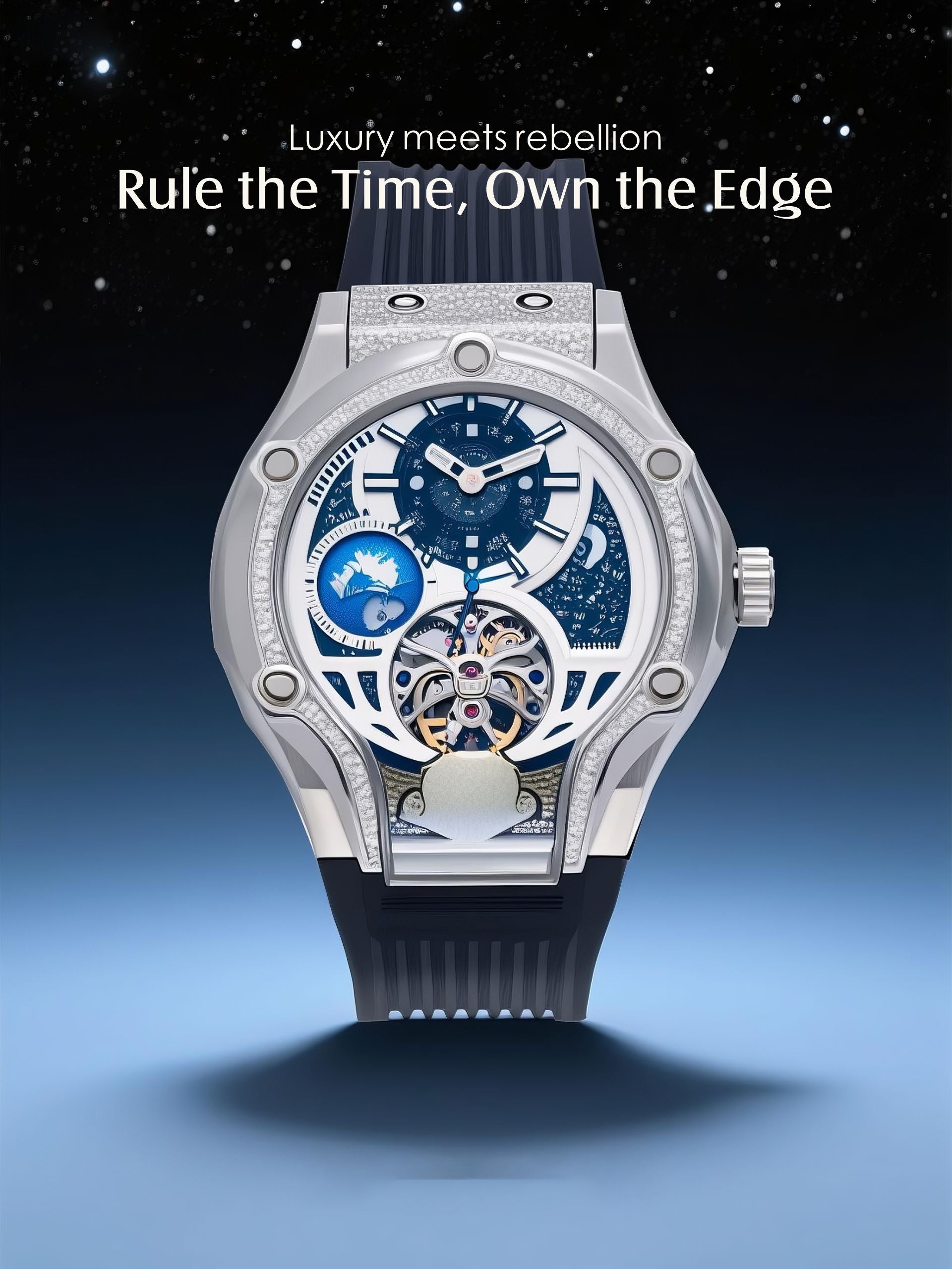 Men's Watch with a 304 Stainless Steel, Crystal, and Diamond-Set Mechanical Movement