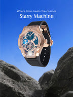 Men's Watch with a 304 Stainless Steel, Crystal, and Diamond-Set Mechanical Movement, Rose Gold