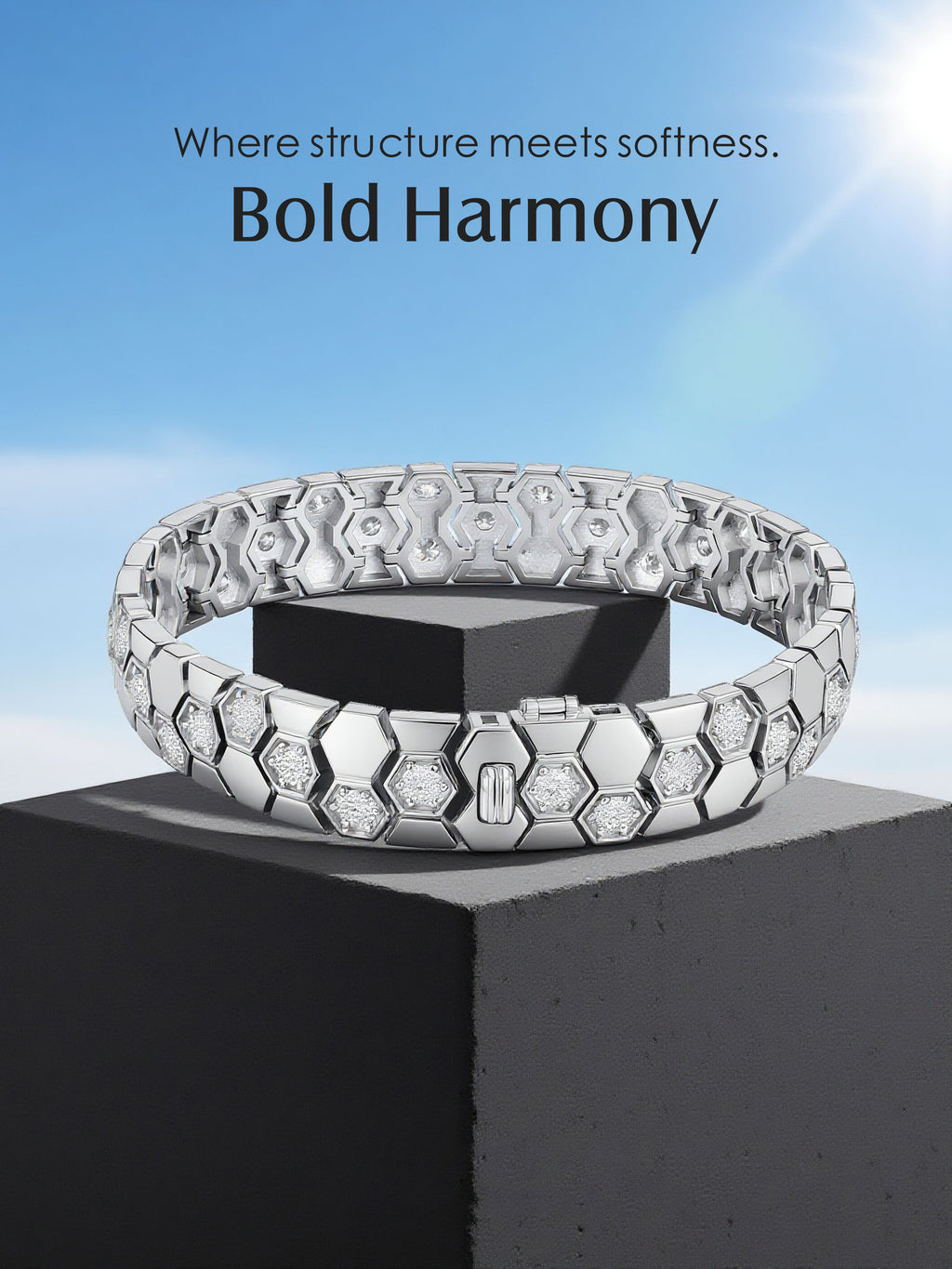 14K Geometric Honeycomb Bracelet