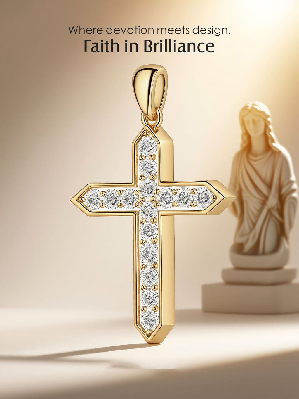 14K Diamond Cross Pendant