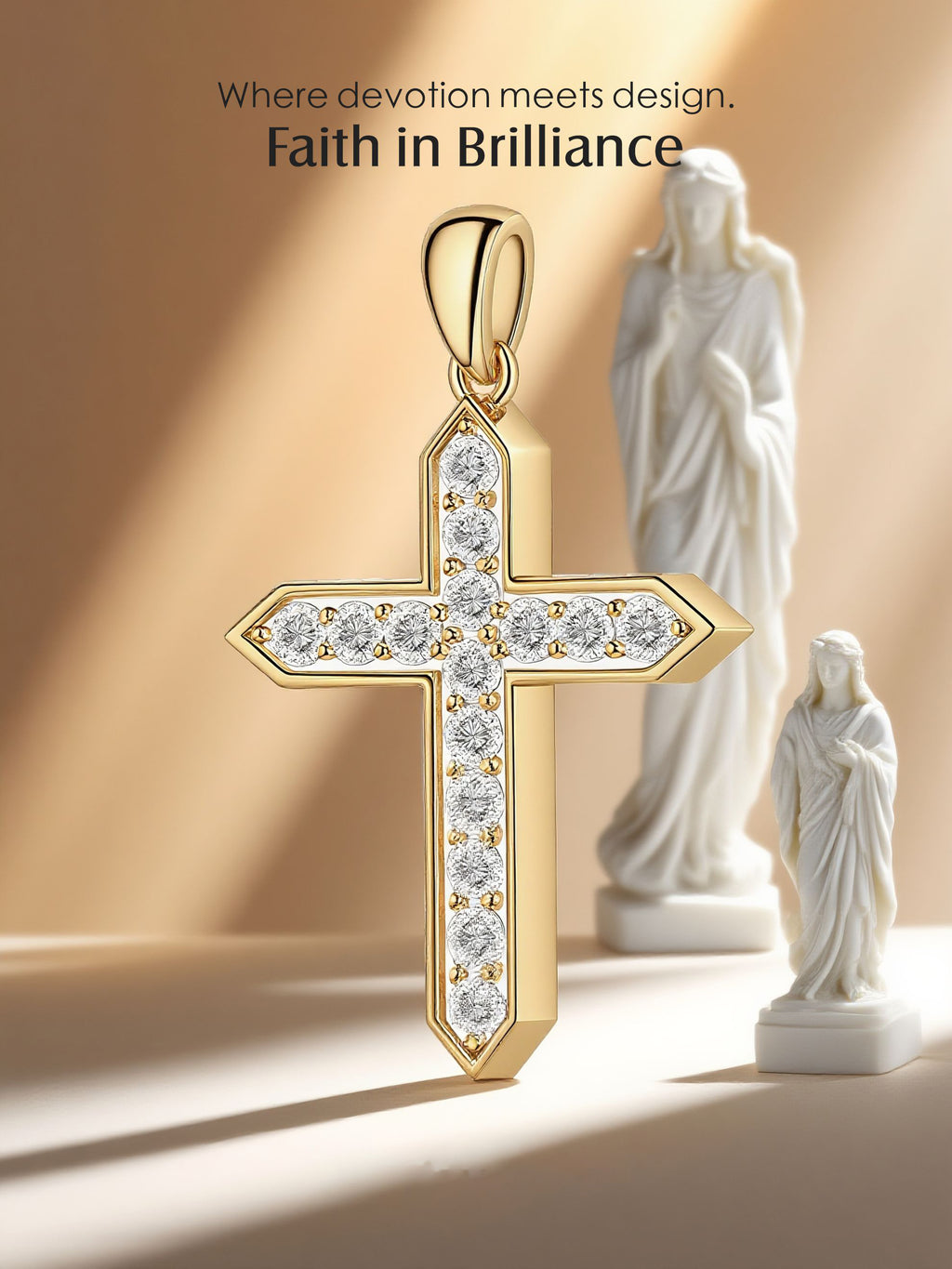 14K Diamond Cross Pendant