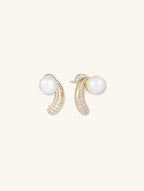 Pearl Pave Curved Earrings