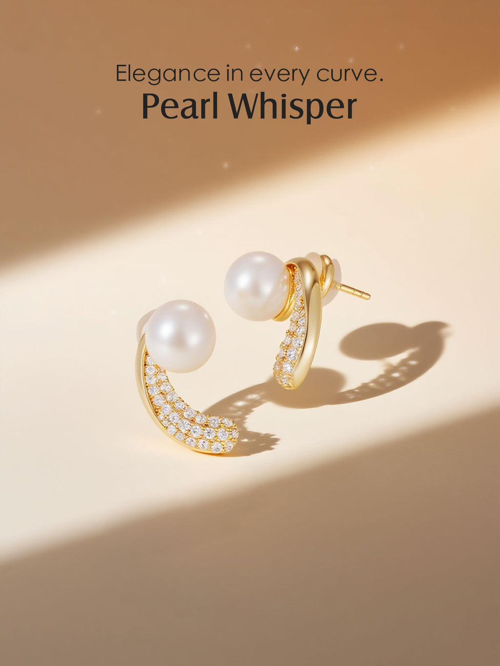 Pearl Pave Curved Earrings