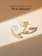 Pearl Pave Curved Earrings