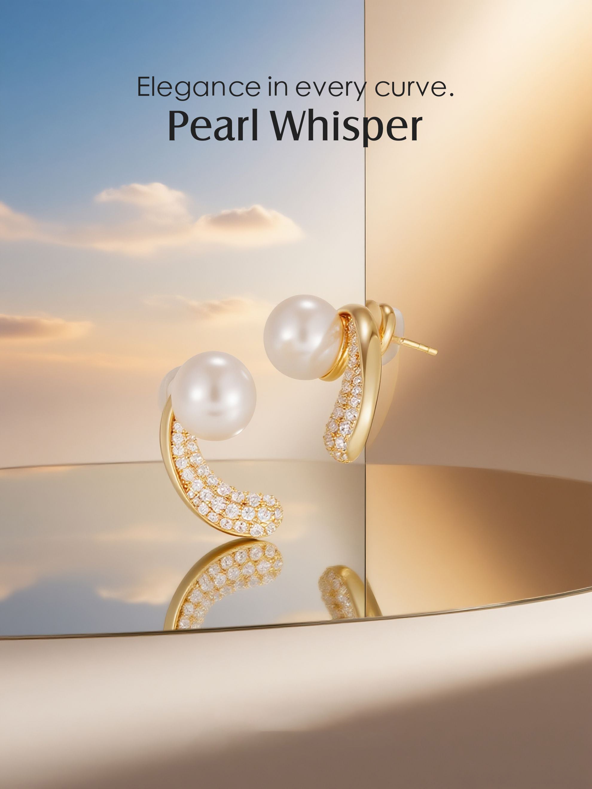 Pearl Pave Curved Earrings
