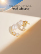 Pearl Pave Curved Earrings