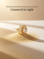 14K Round Full Diamond Stud Earrings