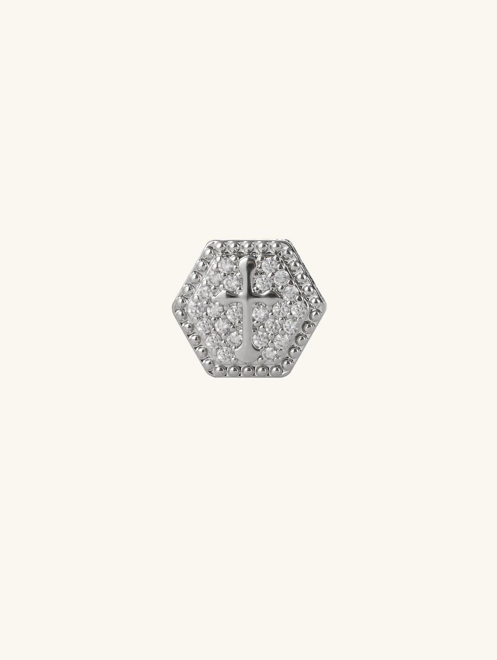 14K Hexagonal Cross Diamond Stud Earrings