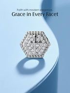 14K Hexagonal Cross Diamond Stud Earrings