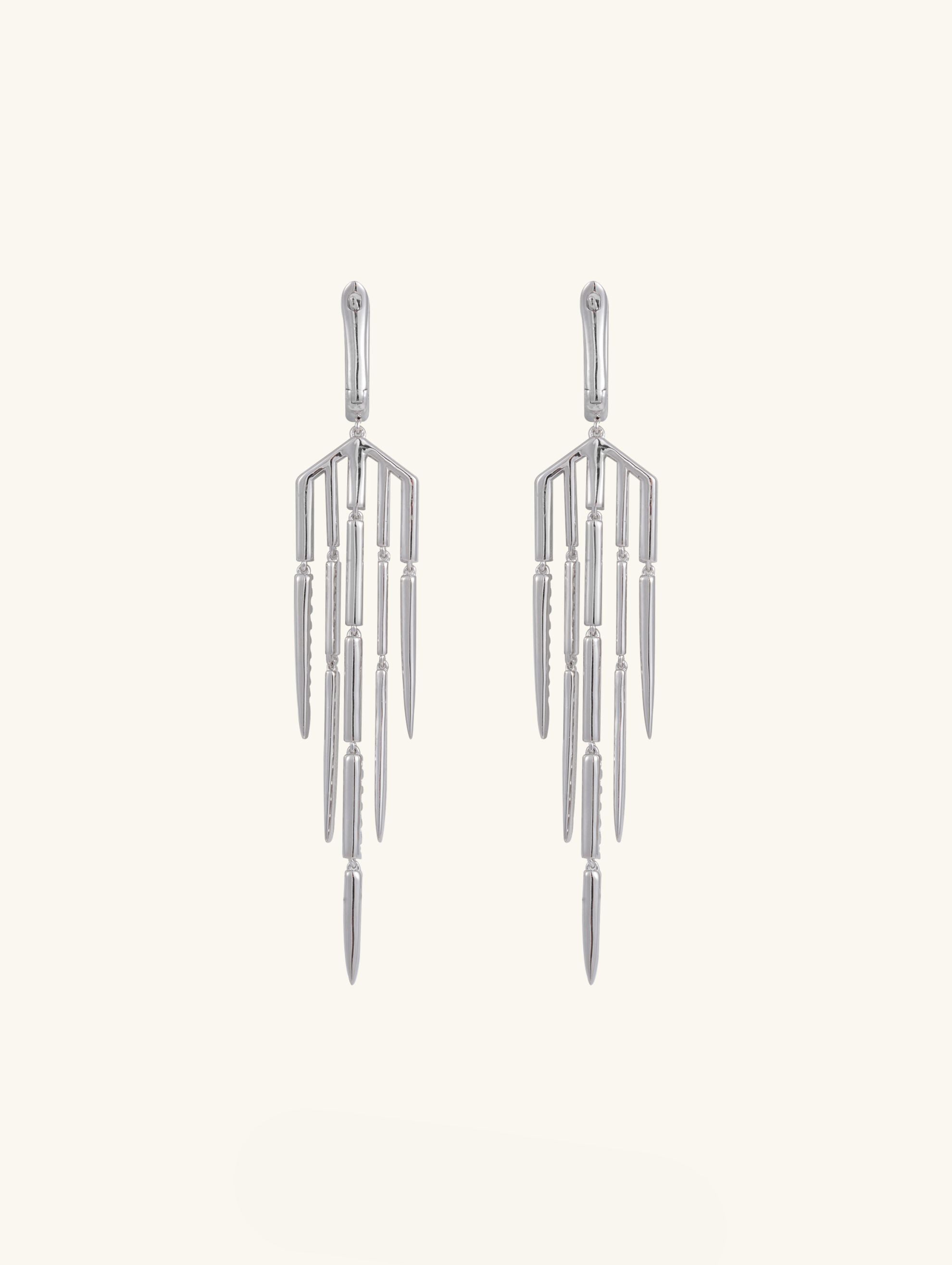 14K Tassel-Line Diamond Earrings