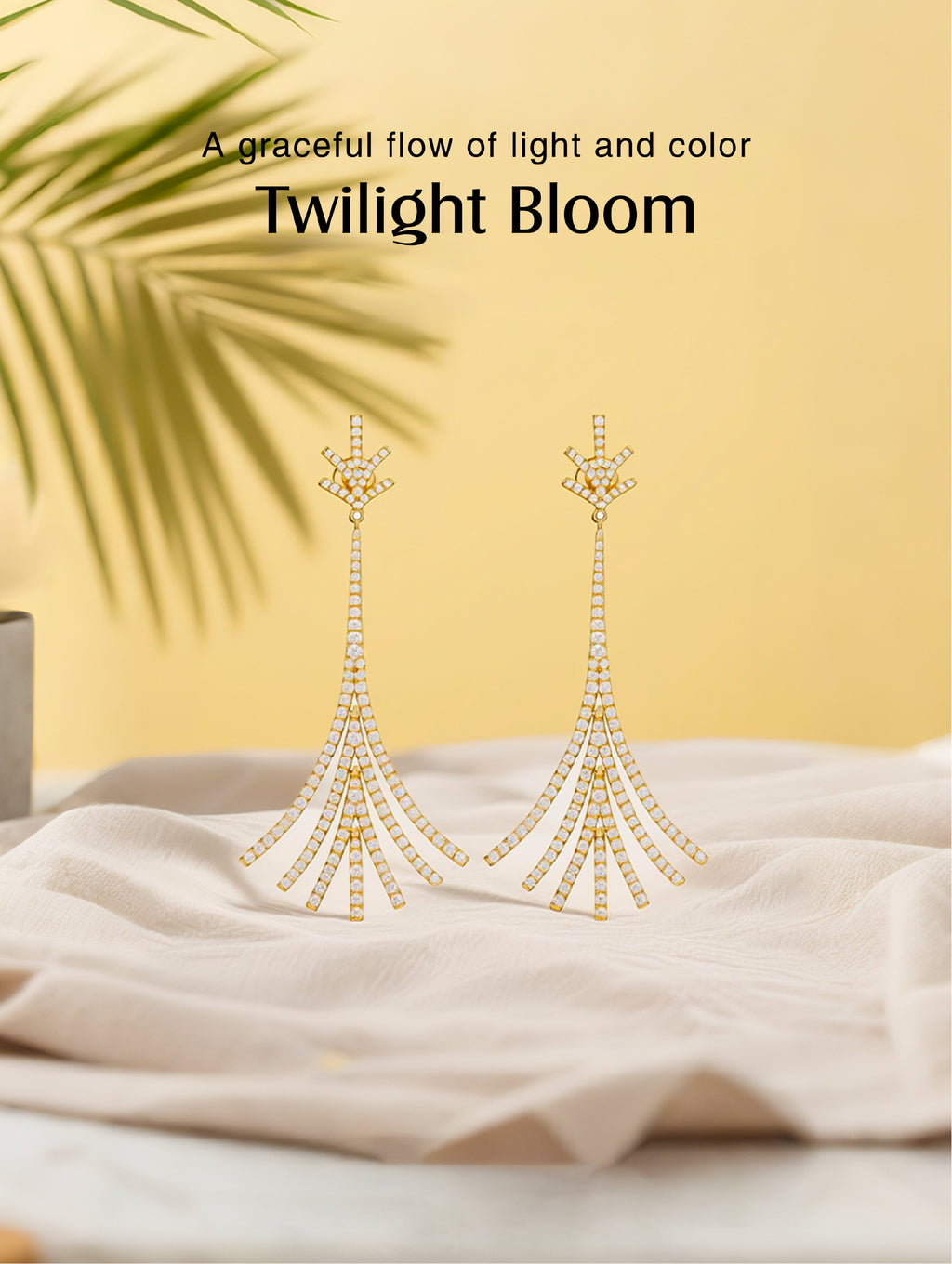 Neon Gradient Tassel Line Diamond 14K Earrings