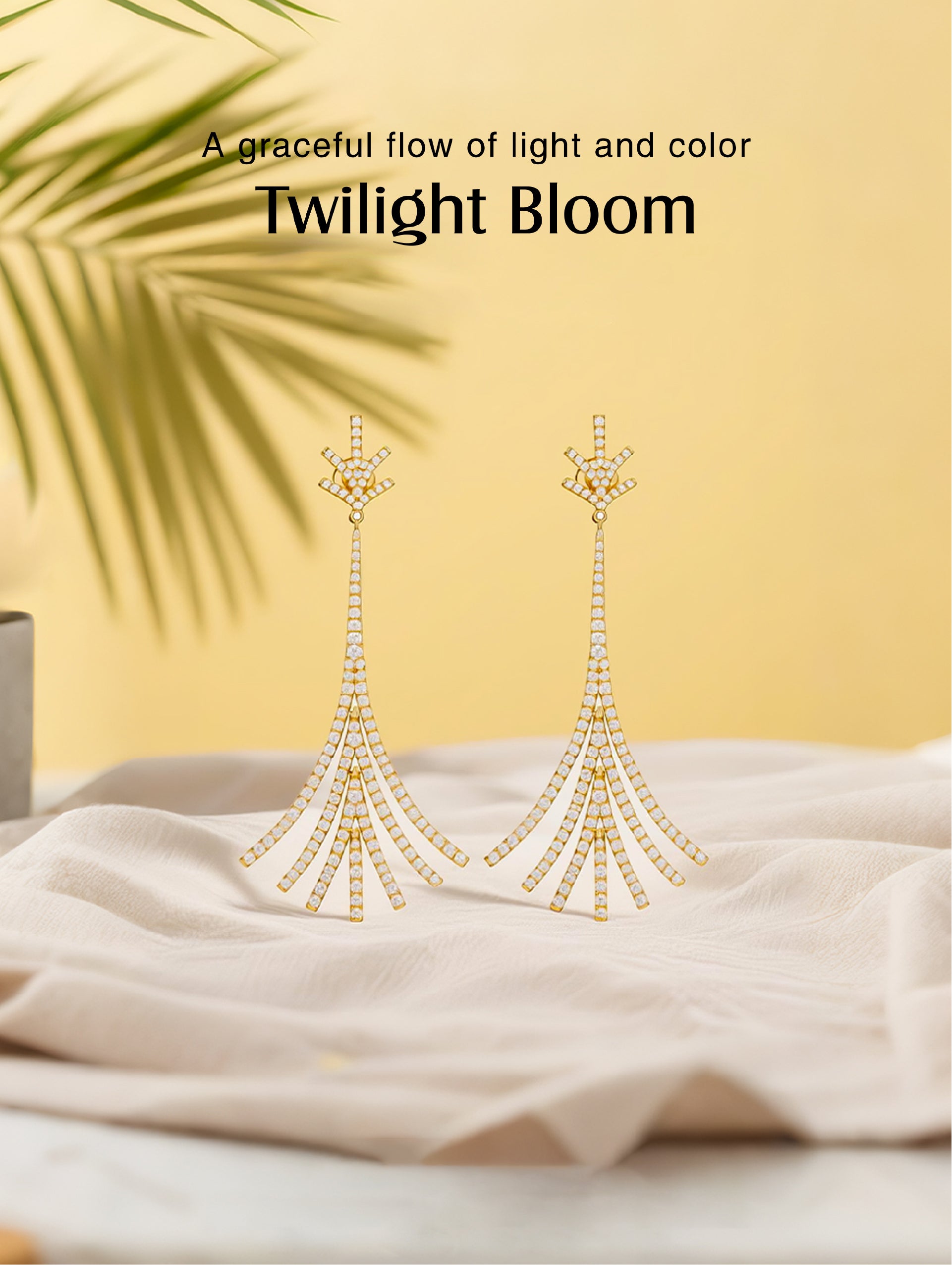 Neon Gradient Tassel Line Diamond 14K Earrings