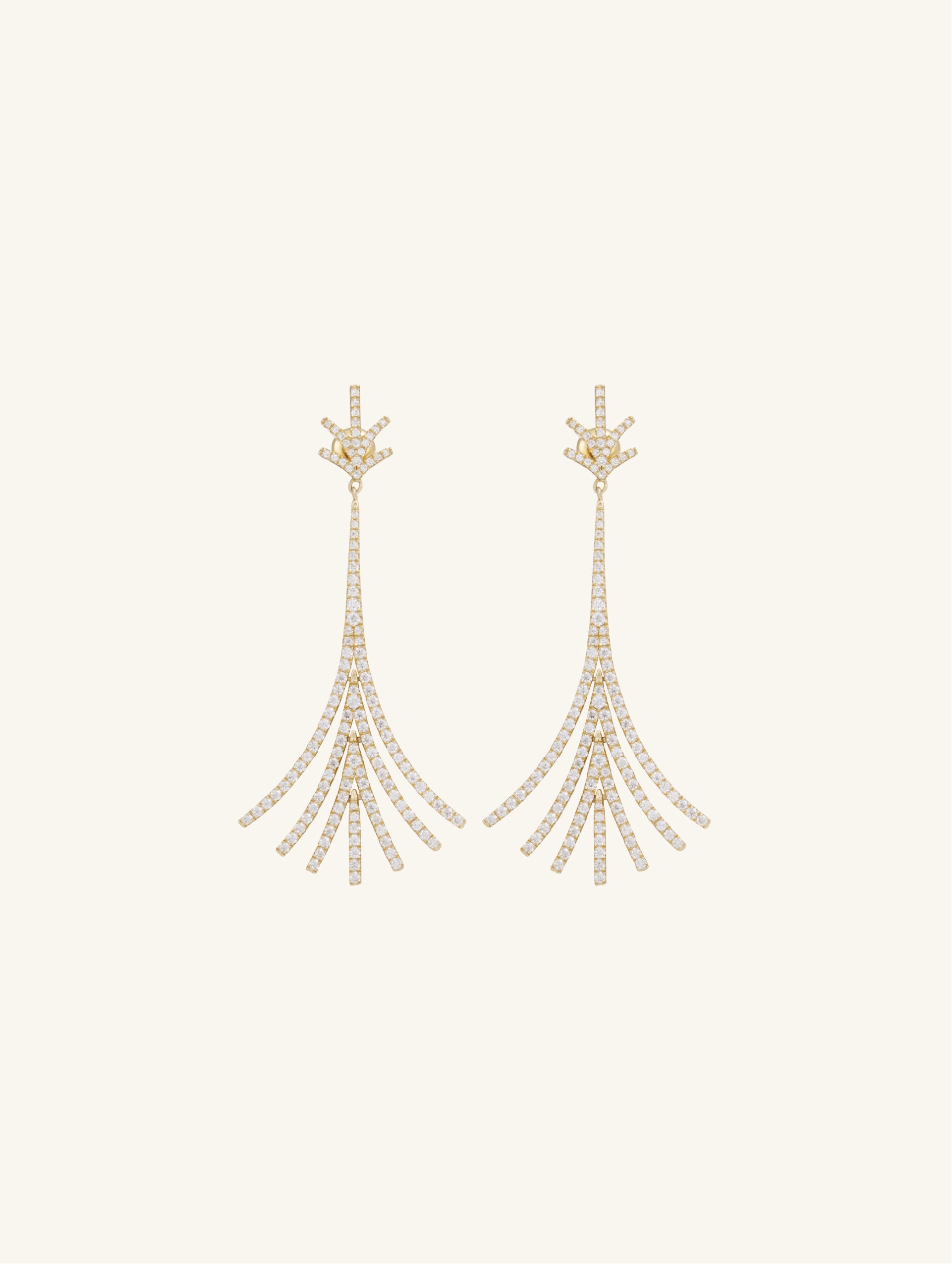 Neon Gradient Tassel Line Diamond 14K Earrings