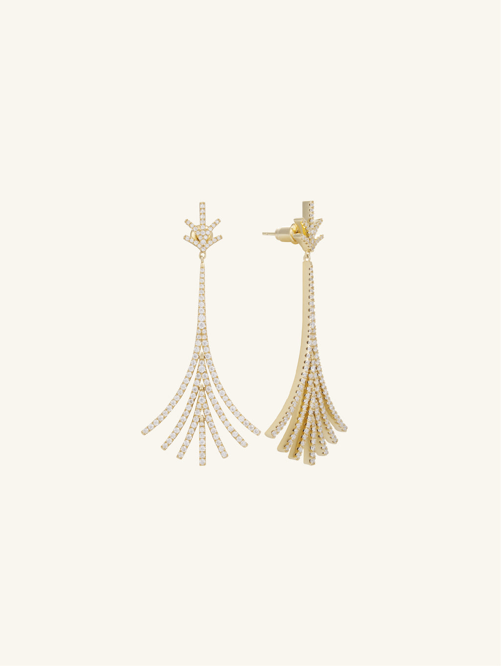 Neon Gradient Tassel Line Diamond 14K Earrings