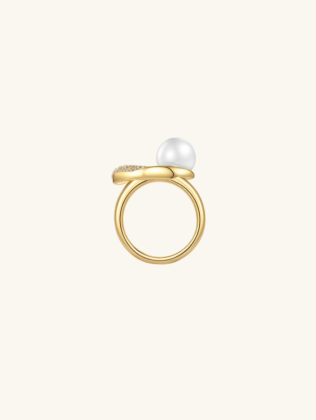 Pearl Pavé Curve Ring