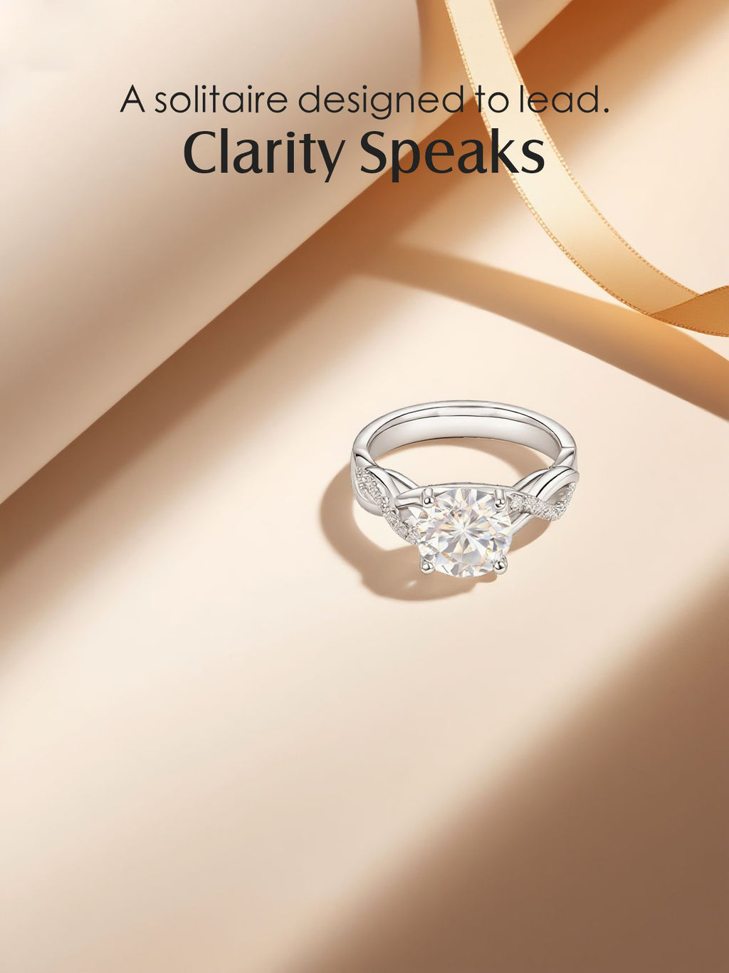 14K Large Round Diamond Ring