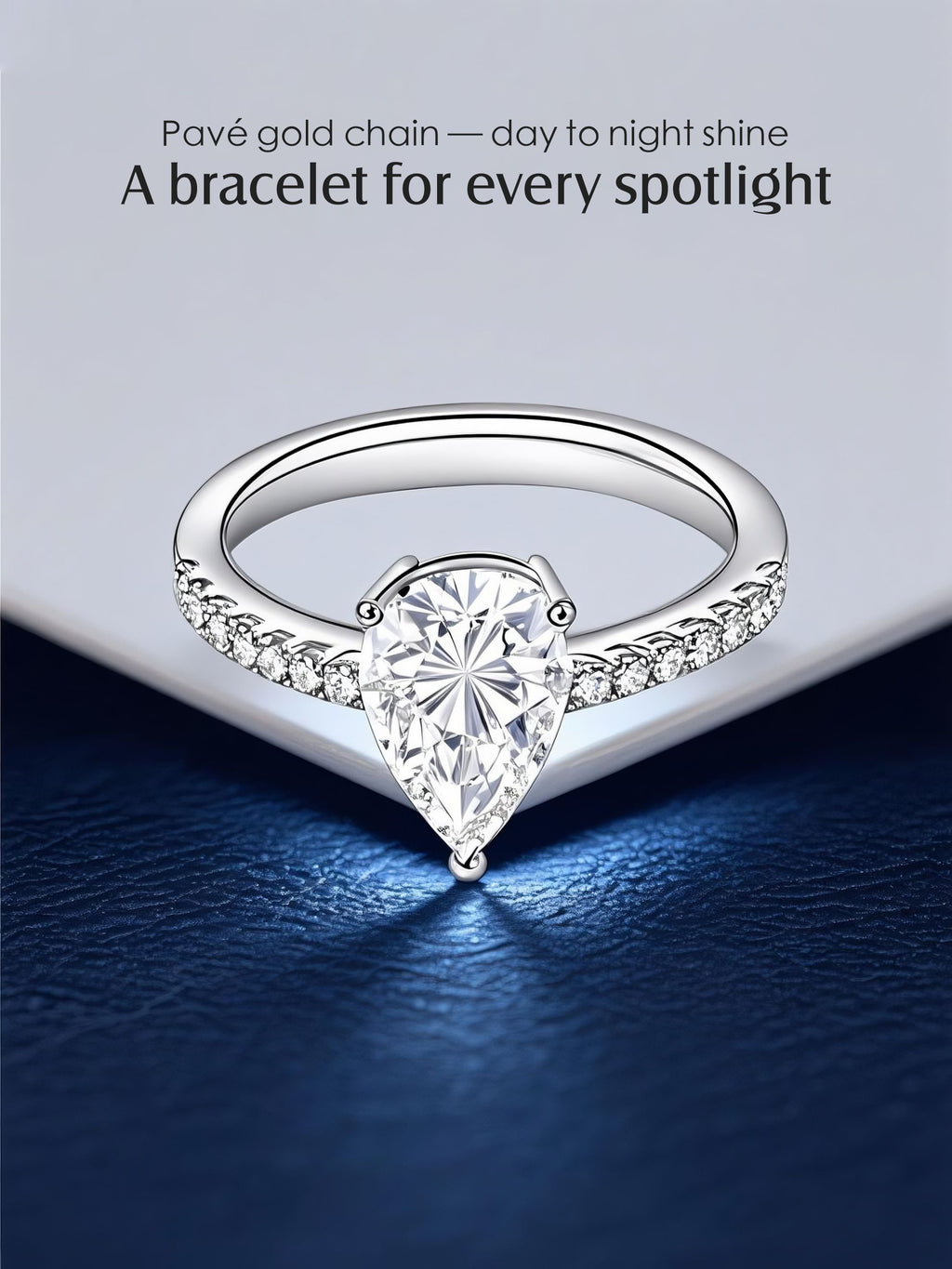 14K Large Teardrop-shaped Diamond Ring