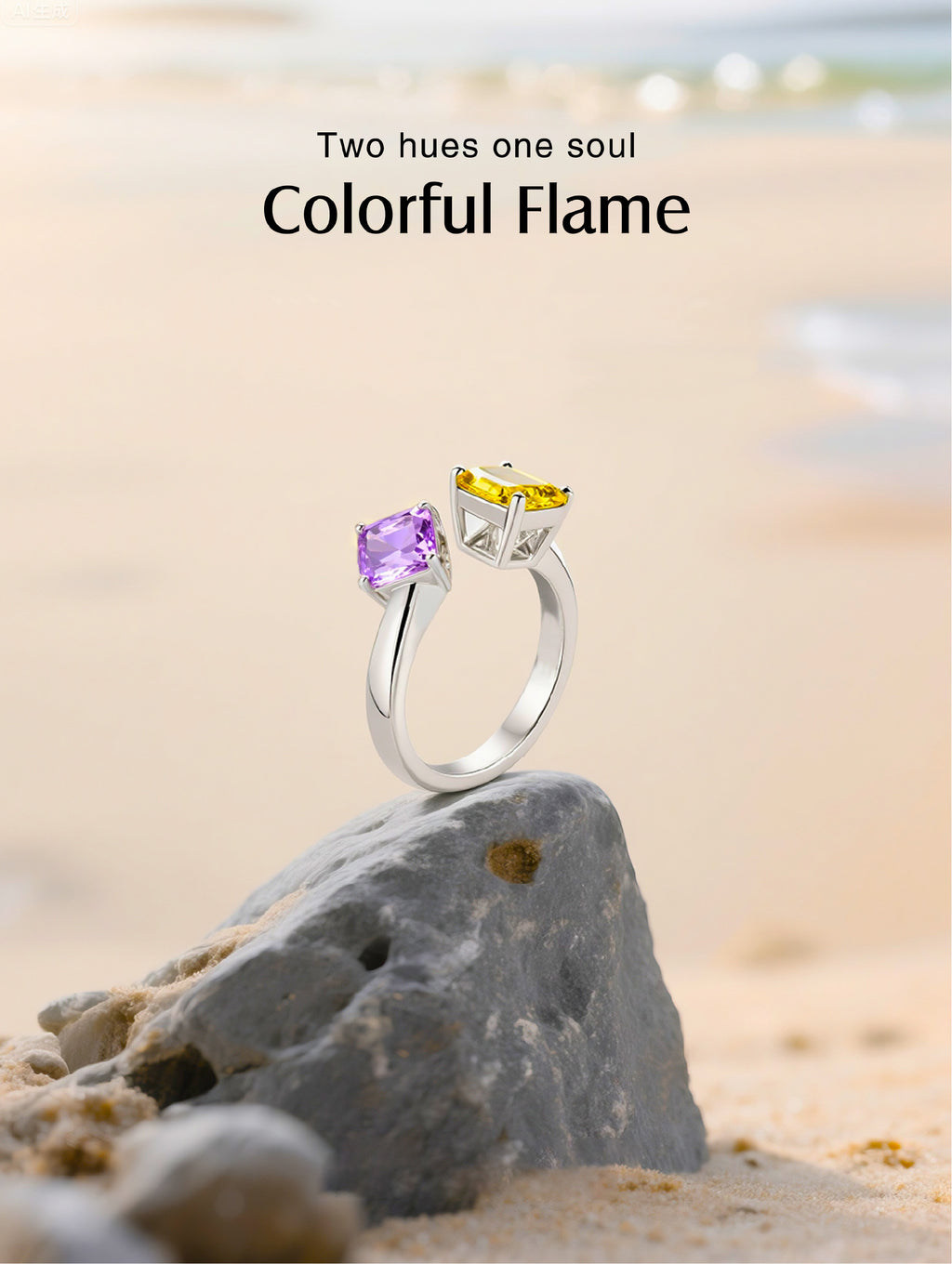 Two-Color Gemstone 14K Ring