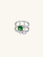 Fashionable 14K Colored Gemstone Diamond Ring