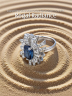 14K Diamond Embossed Sapphire Ring