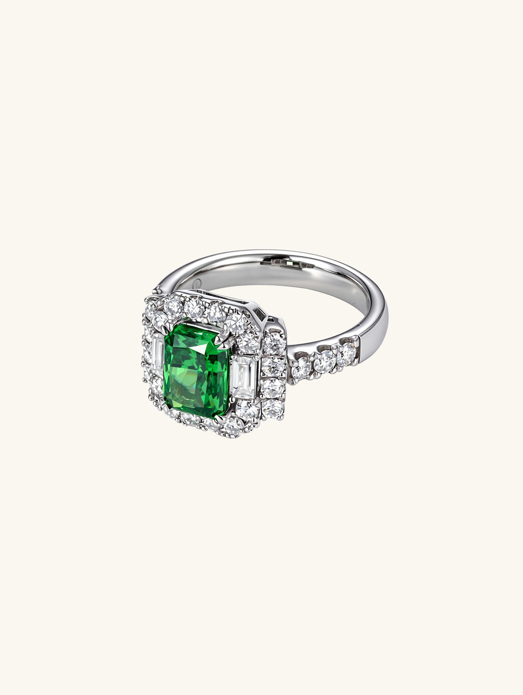 Square 14K Colored Gemstone Diamond Ring