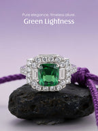 Square 14K Colored Gemstone Diamond Ring