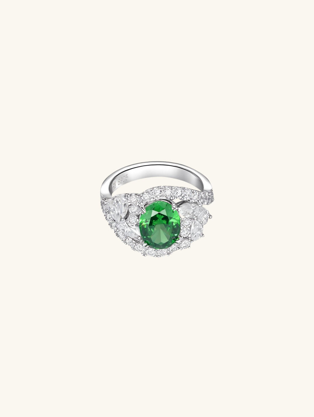 Round 14K Colored Gemstone Diamond Ring