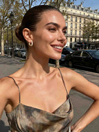 Bloomira 14K gold diamond hoop earrings in SoHo NYC street style - sustainable fashion jewelry
