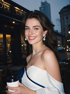 Customer wearing 14K gold diamond earrings on city street at night, BUZZBLOOM fine jewelry with fashionable outfit